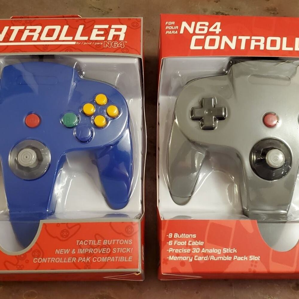 2 N64 Controllers - Grey & Blue (NEW) - Nintendo64 - Old Skool